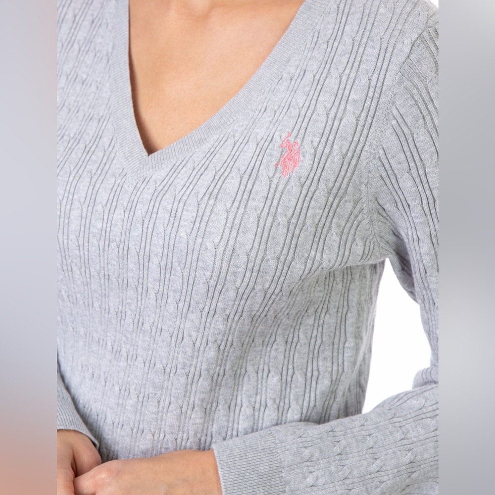 US POLO ASSN Cable knit v neck sweater